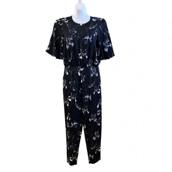 NWT H&M Women's Black Floral One-Piece Romper Size 6 - Picture 1 of 12